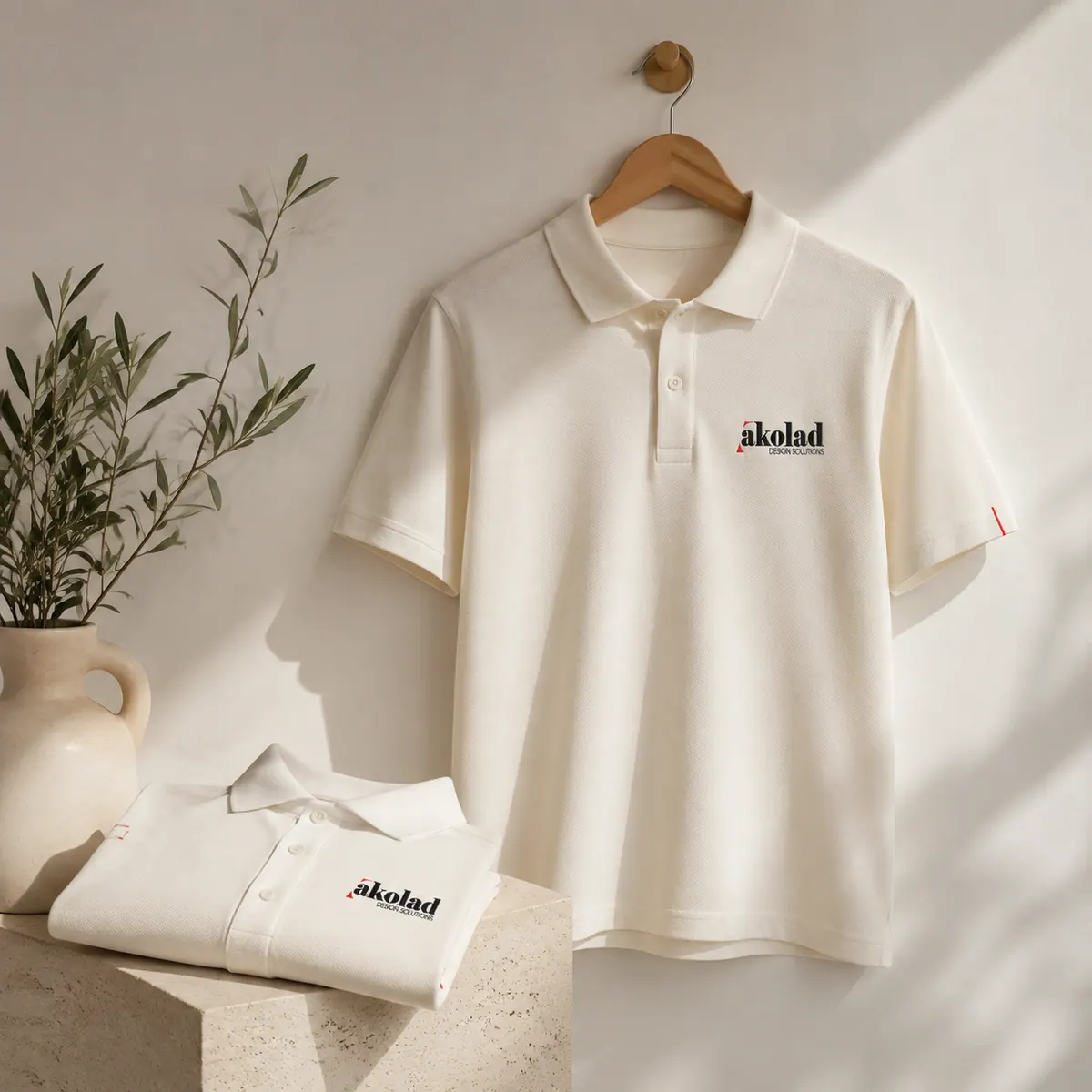 Staff polo shirts carrying the same mark.